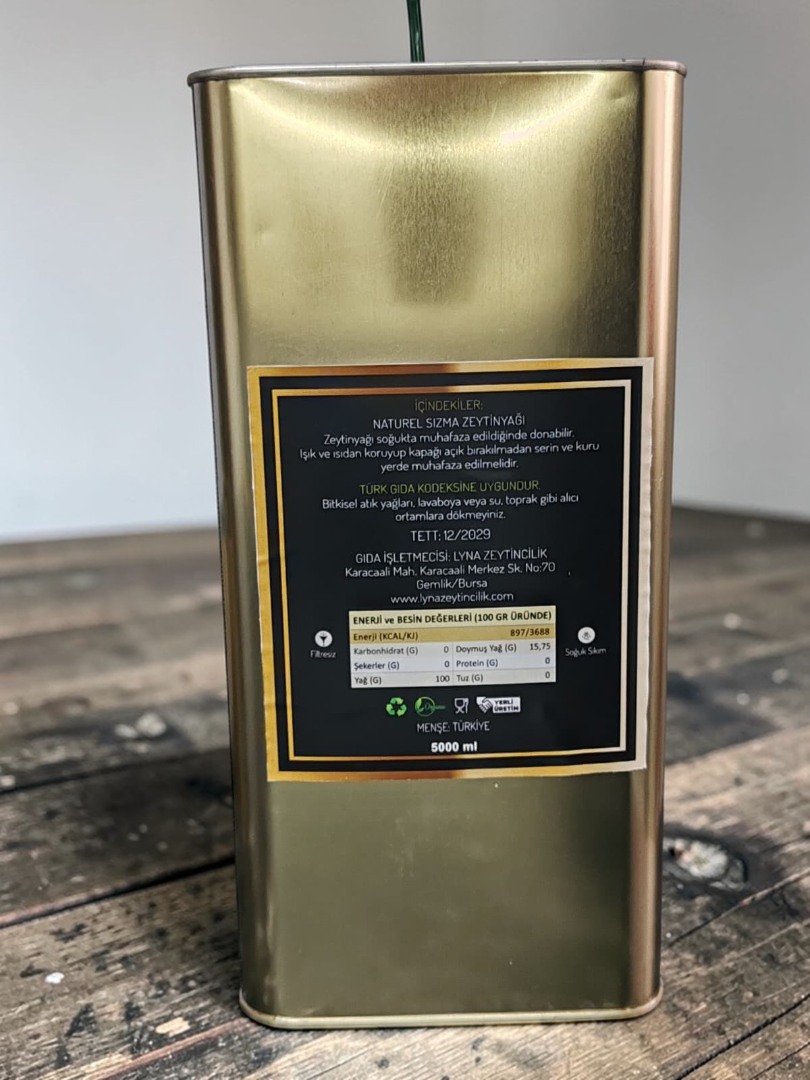 Lyna Naturel Sızma Soğuk Sıkım 5 LT Zeytinyağı