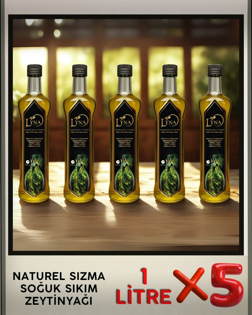 Lyna Naturel Sızma Soğuk Sıkım Zeytinyağı 1 LT 5 ADET