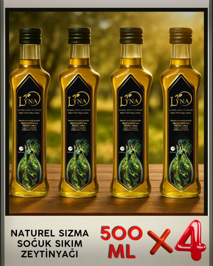 Lyna Naturel Sızma Soğuk Sıkım Zeytinyağı 500 ML 4 ADET