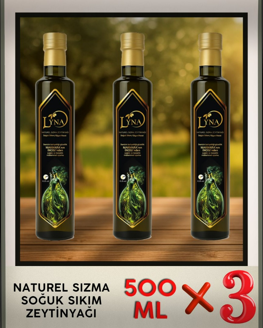 Lyna Naturel Sızma Soğuk Sıkım Zeytinyağı 500 ML 3 ADET