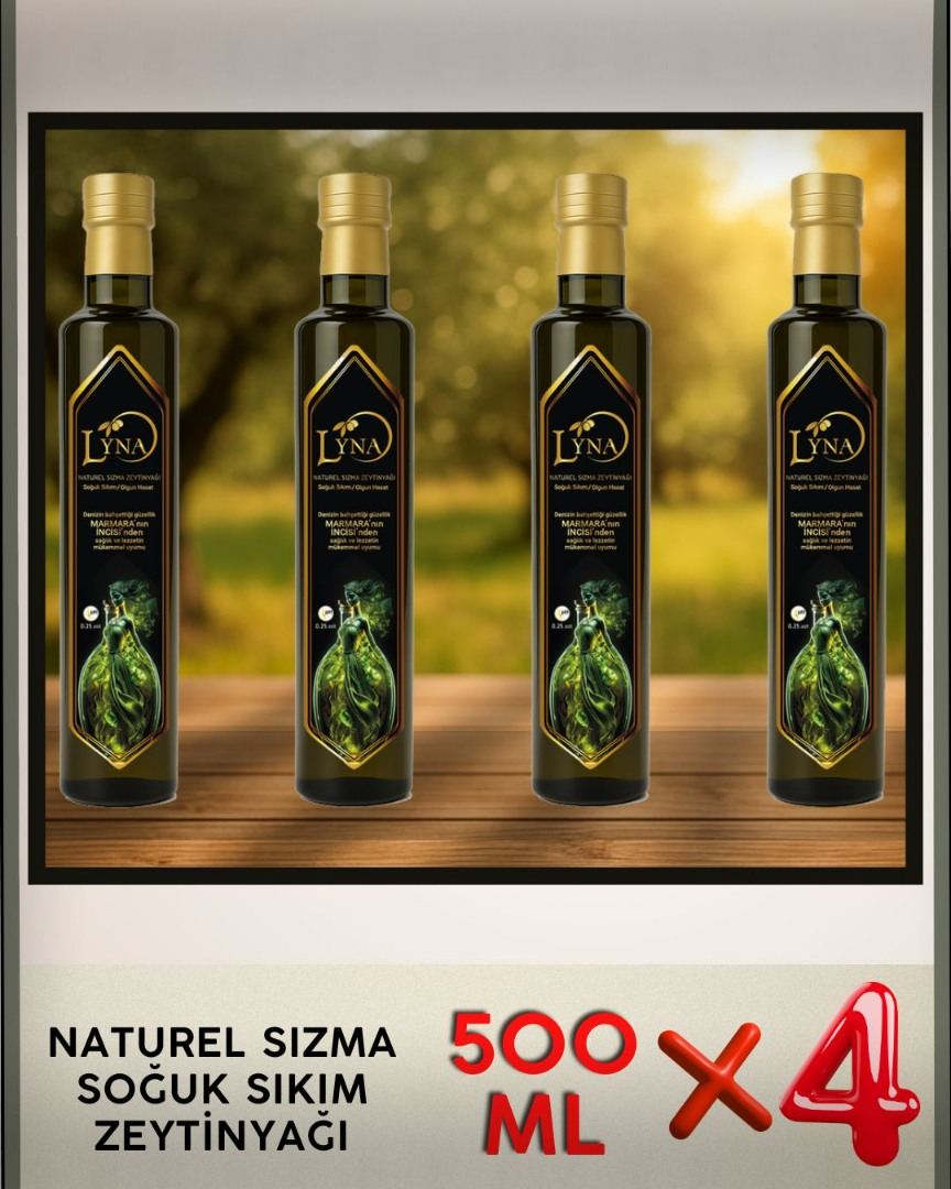 Lyna Naturel Sızma Soğuk Sıkım Zeytinyağı 500 ML 4 ADET