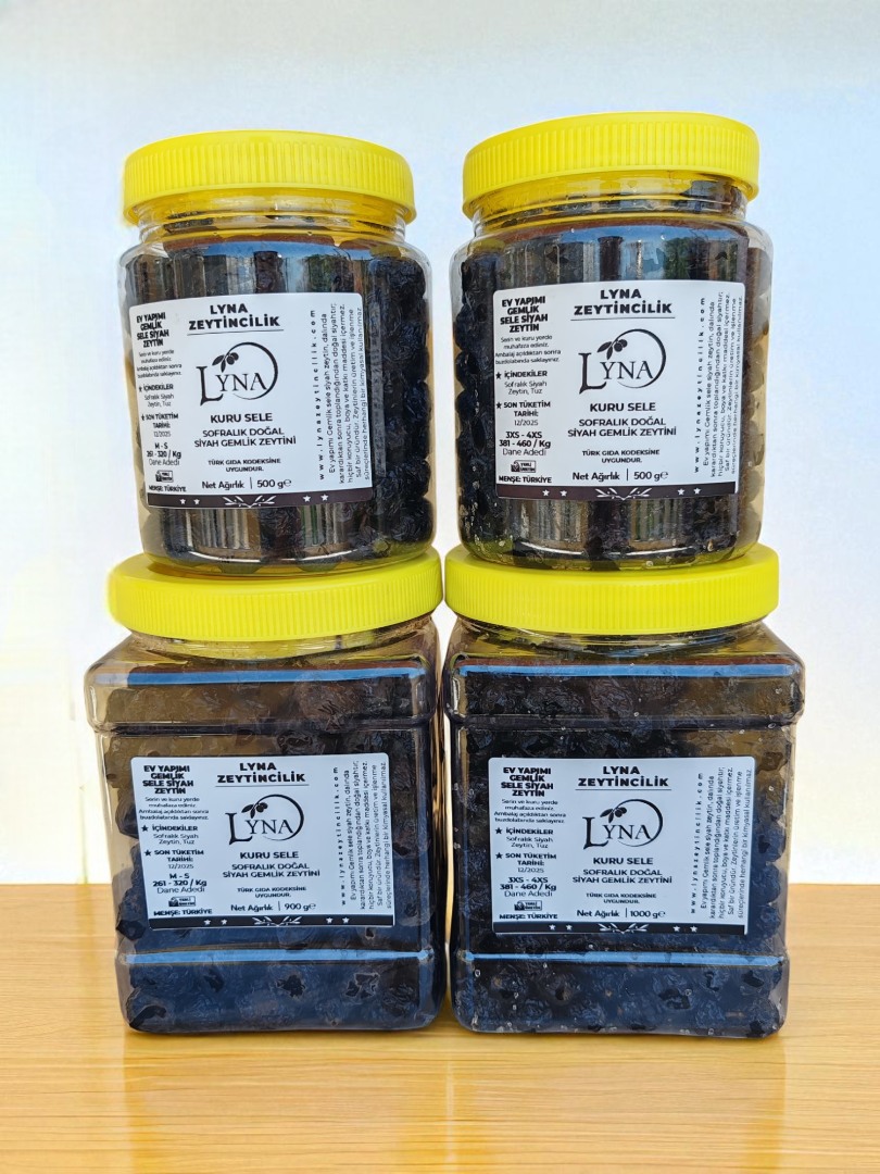 2024 Kuru Sele Gemlik Siyah Zeytin (M-S Boy, 261-320 Kalibre) -500gr