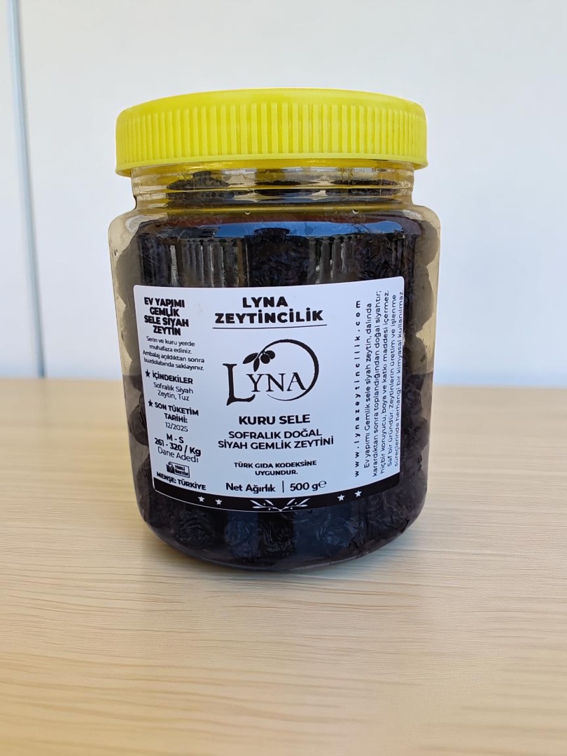 2024 Kuru Sele Gemlik Siyah Zeytin (M-S Boy, 261-320 Kalibre) -500gr