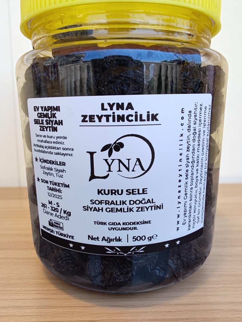 2024 Kuru Sele Gemlik Siyah Zeytin (M-S Boy, 261-320 Kalibre) -500gr